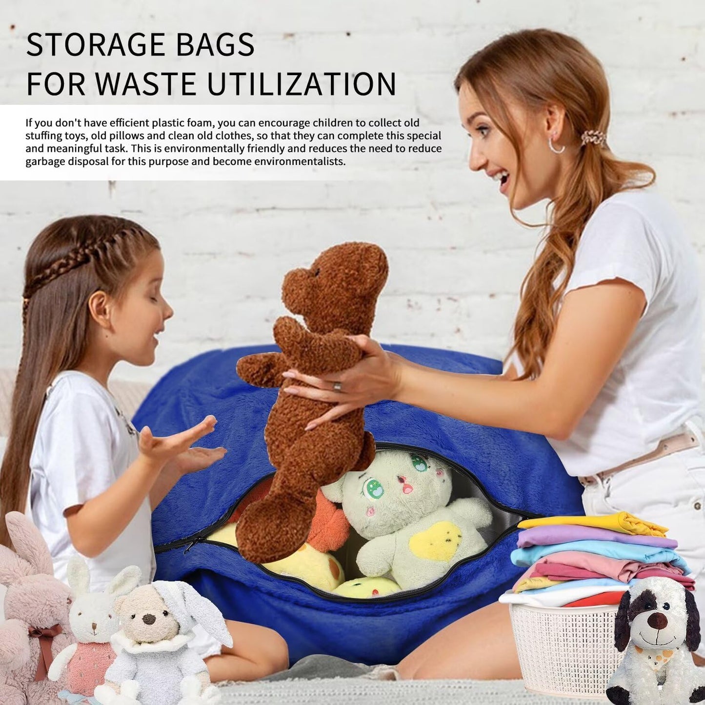 Bean Bag Chair for Adults 6FT,Soft Removable Cover for Teens/Girls Bedroom,Fluffy Giant Round Floor Beanbag Lounger Chairs (No Filler,Sapphire)