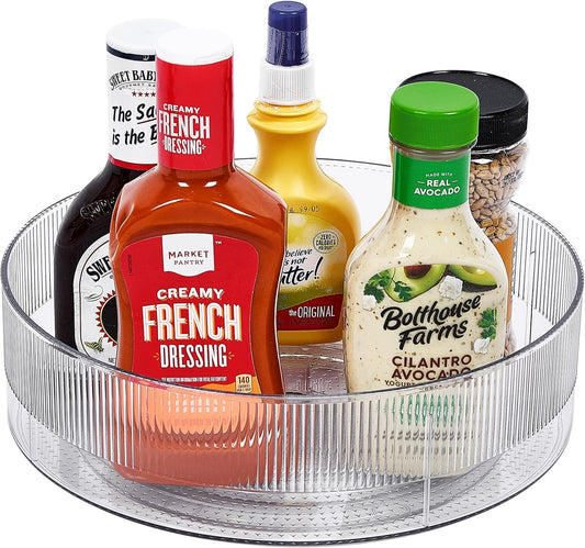 FreshKeeper Plastic Lazy Susan Organizer, Clear Pantry Lazy Susan Turntable for Cabinet and Kitchen 11’’
