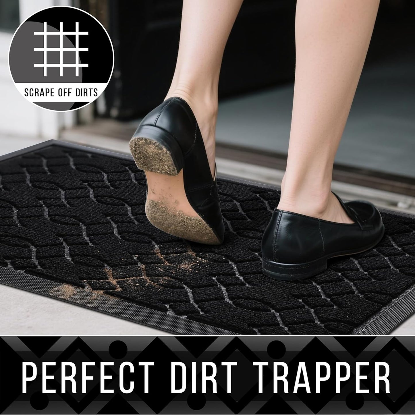 Yimobra Front Door Mat Outdoor Indoor 36x24, All-Season, All-Weather, Heavy Duty Welcome Door Mats Outside Entrance, Non Slip Porch Patio Entrance Mat, Black