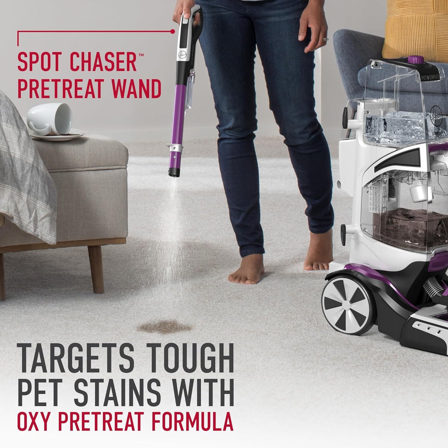 Hoover SmartWash Pet Automatic Carpet Cleaner Machine with Spot Chaser Wand, Deep Cleaning Carpet Shampooer Machine, Pair with a Hoover Carpet Cleaner Solution for a Bright, Refreshed Home