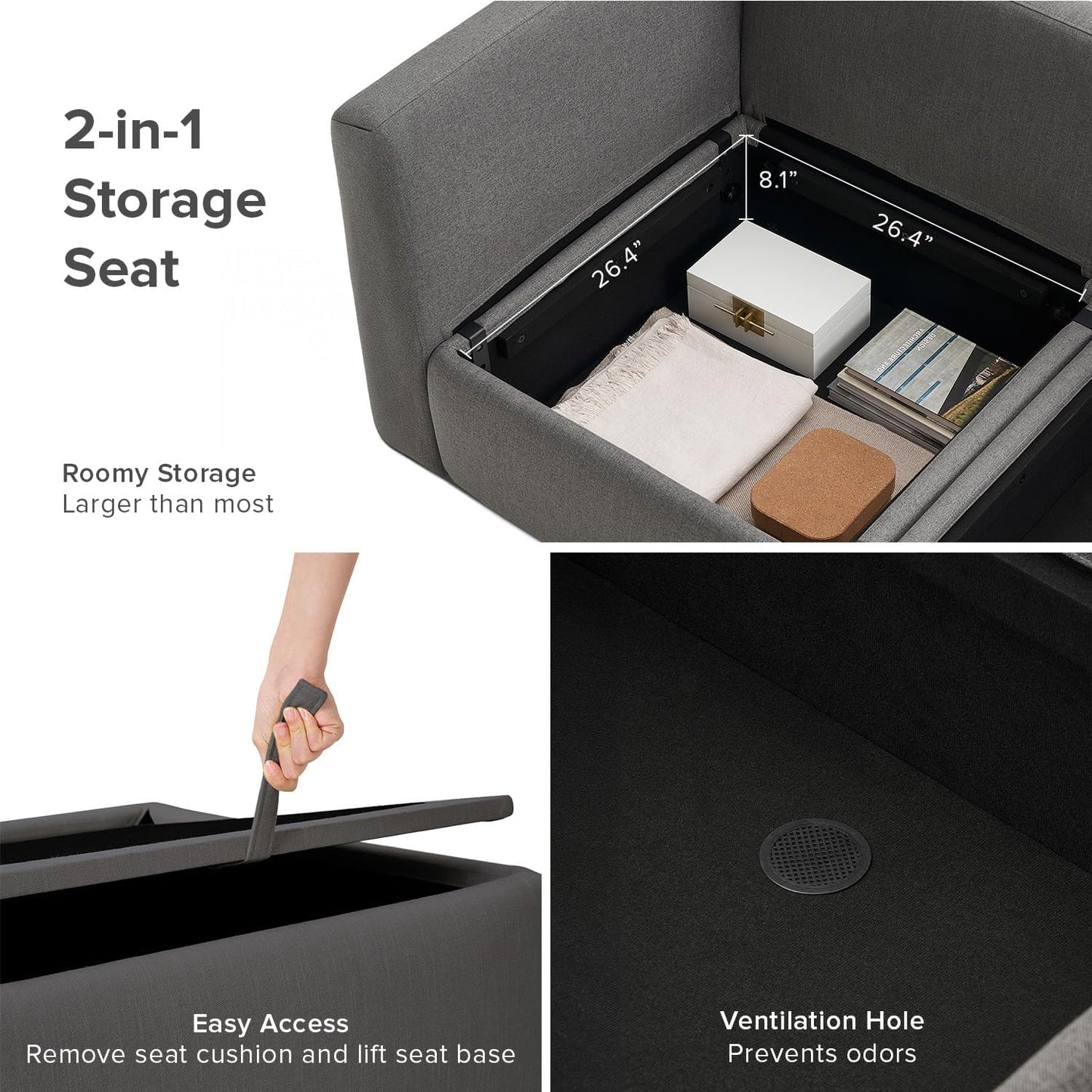 mopio Oversized Modular Sectional Sofa with Fully Removable Covers and Storage, Convertible U, L-Shaped and Sleeper Sectional, Modern Couches with Ottoman Chaise (Stone Gray Fabric, 9 Seats, Sleeper)