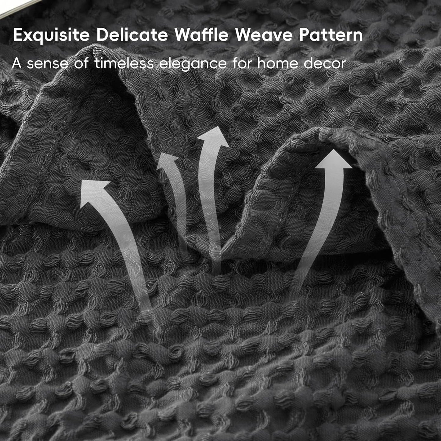 PHF Ultra Soft Waffle Weave Blanket King Size 104"x 90"- Washed Lightweight Breathablee Cozy Woven Blanket - Great for Couch Bed Sofa Home Car - Black