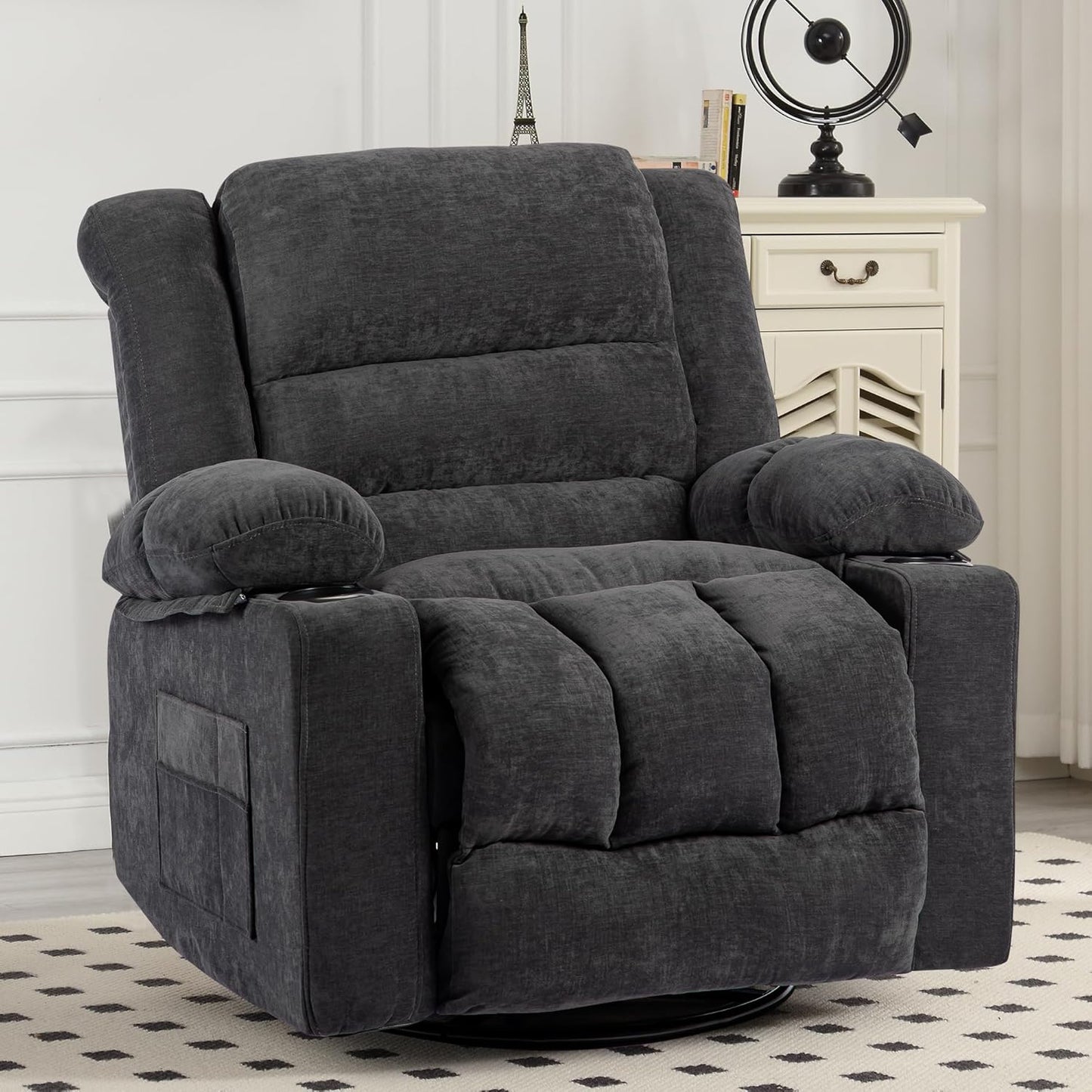 Recliner Chair Rocker Modern Ergonomic Lounge 360 Degree Swivel Single Sofa Seat Living Room Lounge Recliners on Clearance Foam Filling