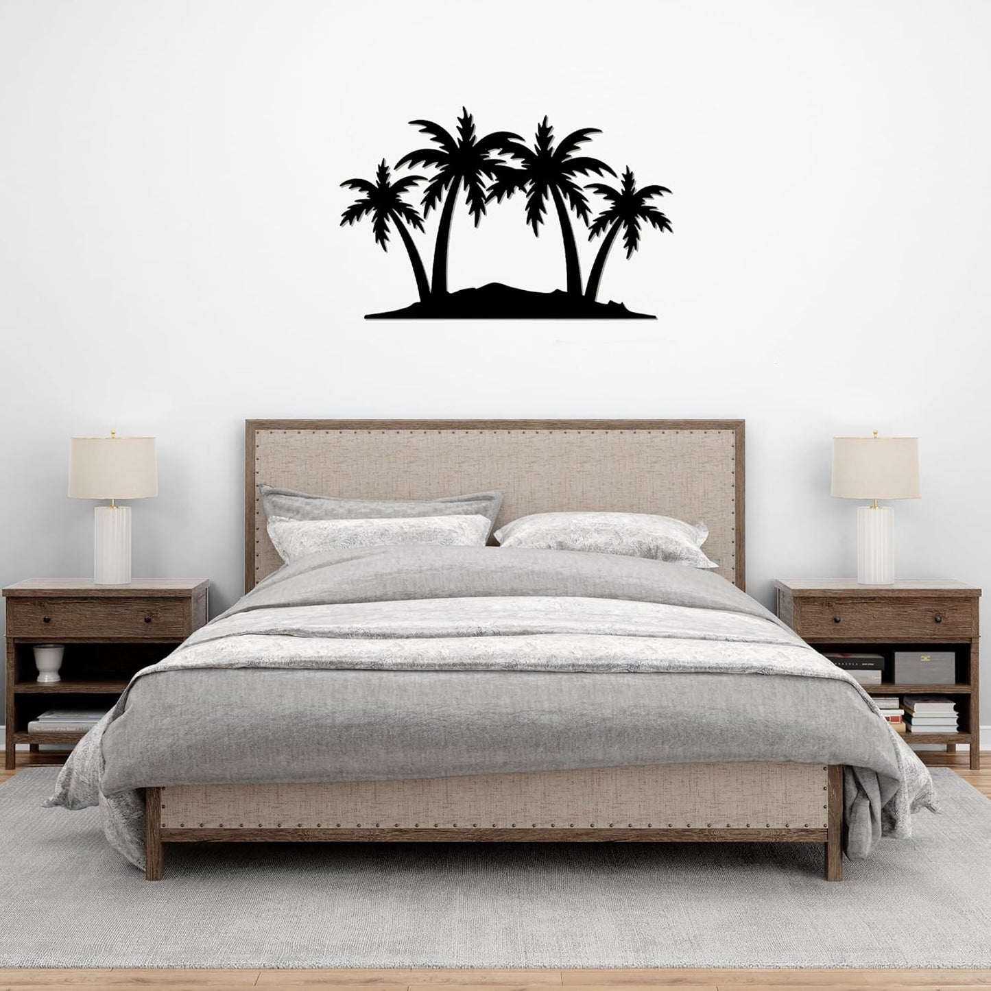 METALPLEX Palm Tree Metal Wall Art - Durable And Rust-free Indoor & Outdoor Aluminum Composite Wall Decor - Home Decor Wall Art For Living Room And Bedroom Decorations - White (35"x 23")
