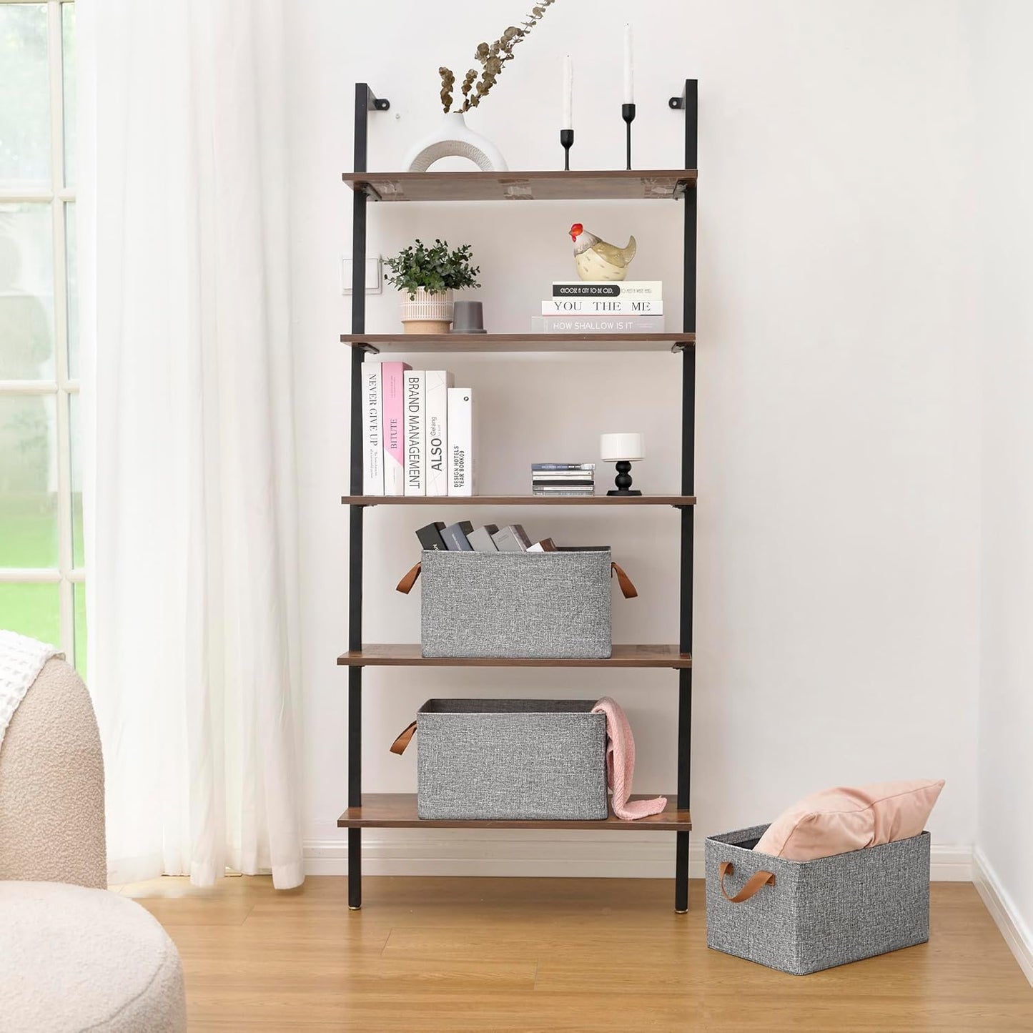 GRANNY SAYS Storage Baskets for Shelves, Closet Organizer Bins, Clothes Storage Bins with Metal Frame, Large Baskets for Organizing and Storage, Collapsible, Gray, 2-Pack