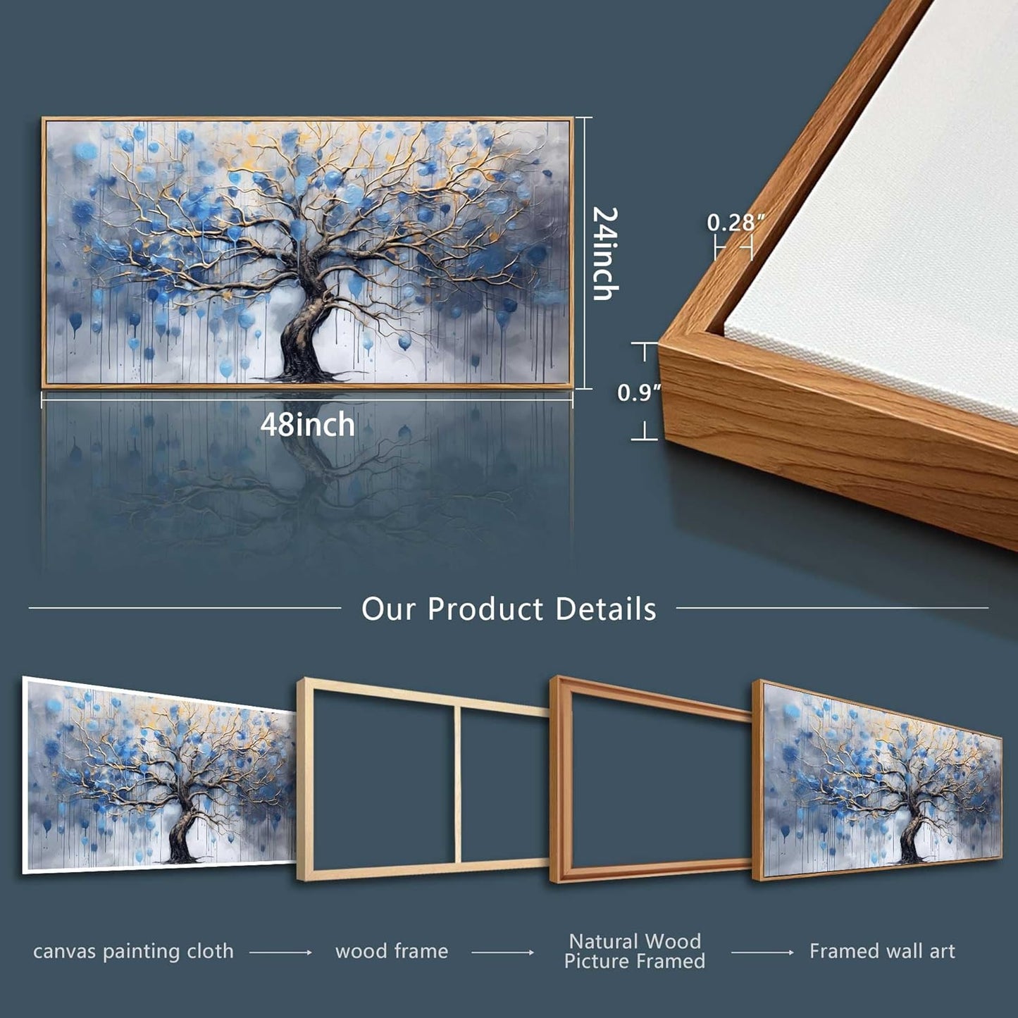 hyidecorart Large Canvas Wall Art For Living Room Wood Framed Wall Decor For Bedroom Modern Office Decor Black and White Inspiration Painting Prints Artwork Hang Abstract Pictures Home Decoration