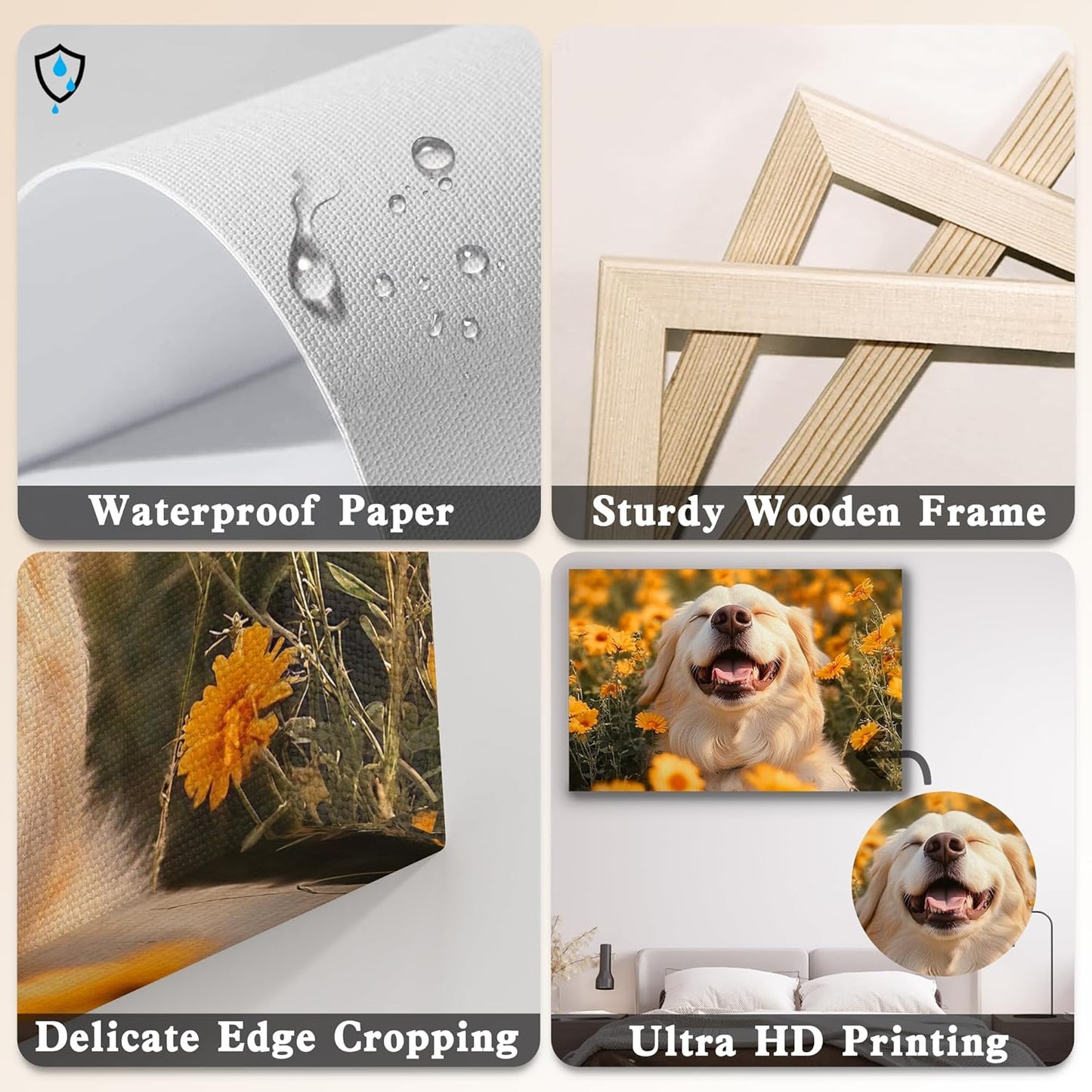 Ship Next Day - Custom Canvas Prints with Your Photos, Personalized Canvas with Pictures Print for Wall Art Bedroom, Customized Photo Gifts for Couple Men Women Mom Baby Dog Family - 40"W x 28"L