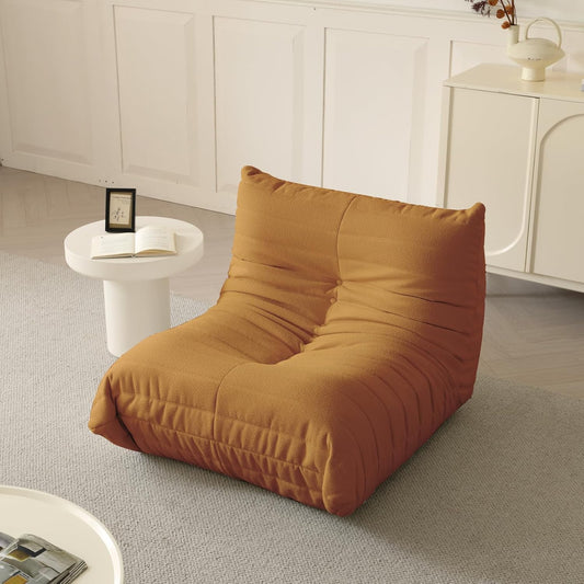 Luxury Sofa Couch Chair, Lazy Floor Seating, Fireside Bean Bag Chair, Ergonomic Tatami Sofa Lounger for Living Room, Bedroom, Office, Single Seat, Brown