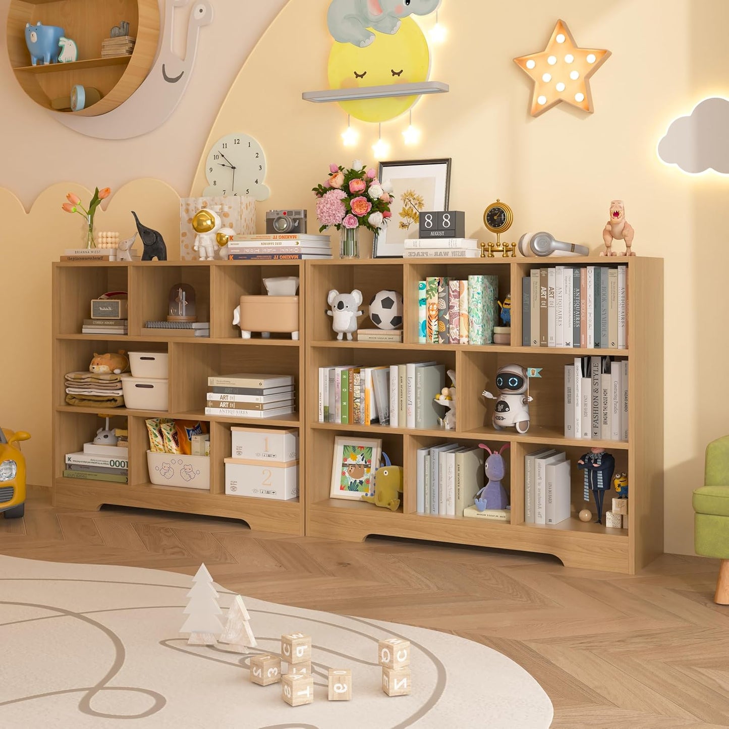 Book Shelf, 8 Cubes Storage Organizer, Freestanding Wooden Bookshelf Cube Shelf for Bedroom, Living Room, Home Office, 3-Tier Open Shelf Wooden Bookcase