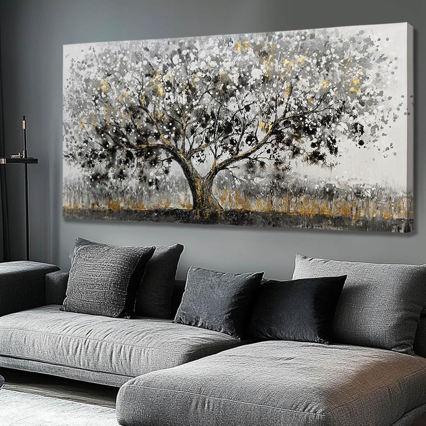 SDYA Black and White Canvas Pictures Landscape Art Poster 24"x48" Large Dining Room Wall Art Bedroom Pictures Wall Decor Over Bed