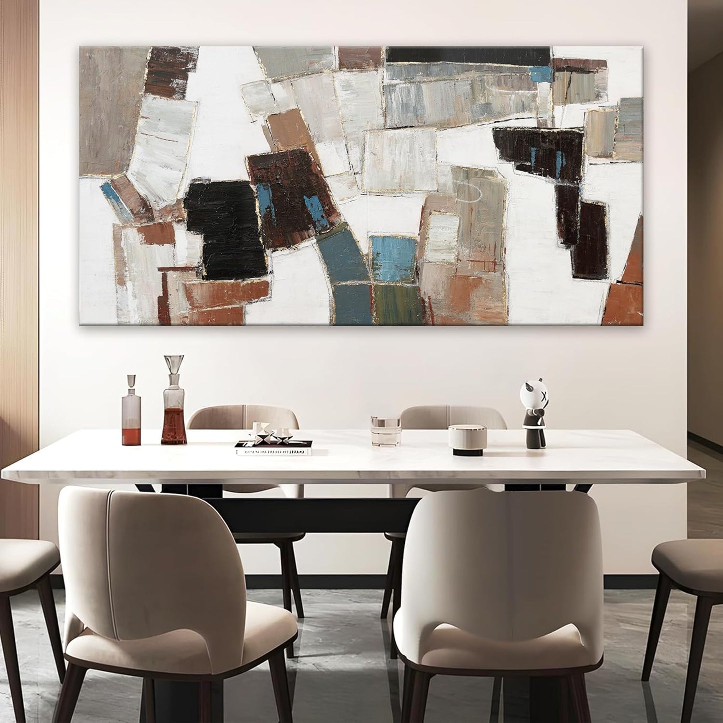 Abstract Wall Art Large Canvas Wall Art Decor Modern Wall Art Decor Minimalist Geometric Line Wall Decor Artwork for Walls Textured Wall Art Prints For Room Living Room Bedroom Office Wall Decor 29"X58"