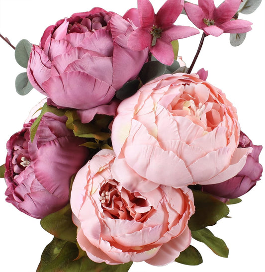Duovlo Fake Flowers Vintage Artificial Peony Silk Flowers Wedding Home Decoration,Pack of 1 (New Sweetened Bean)