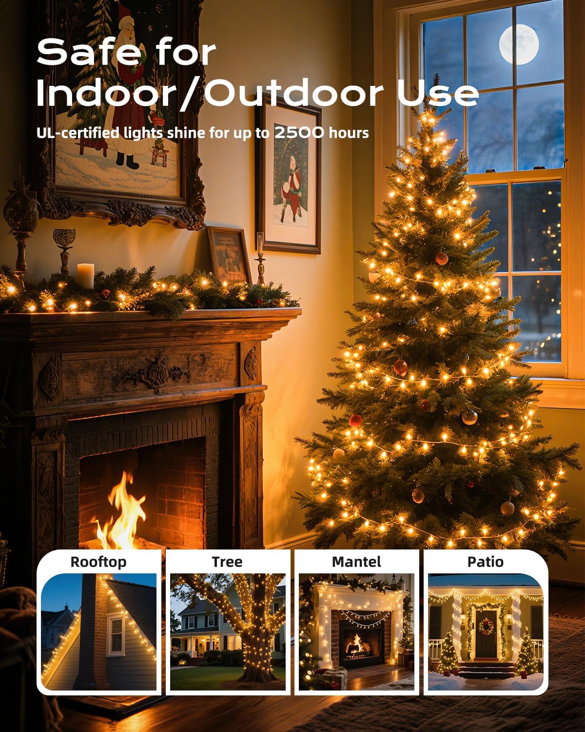 Brightown Clear Christmas String Lights, 200-Count 51.5ft Incandescent Bulb Mini Lights for Indoor Holiday Decor, Christmas Tree Garland Wedding Party Multi-Use Festival Decoration, White Wire