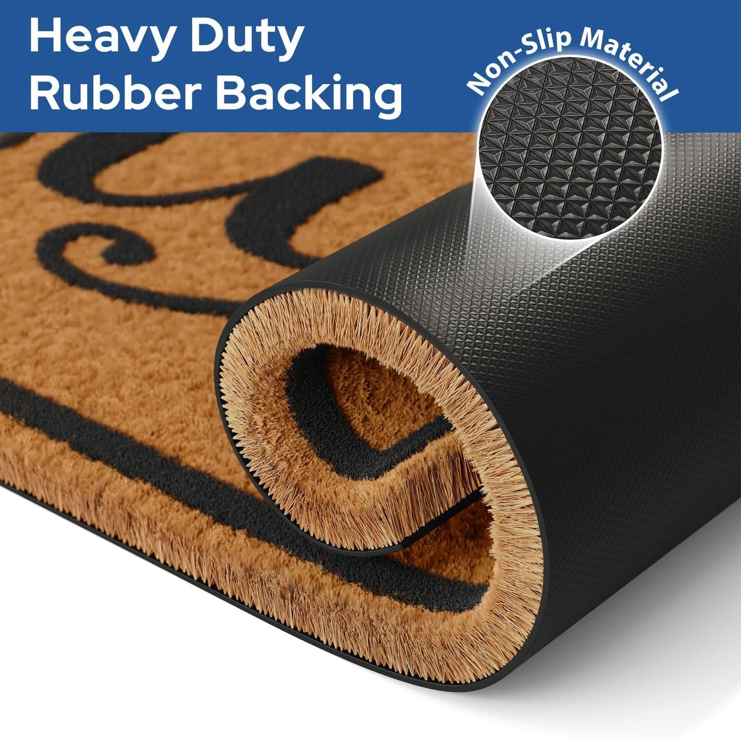 Barnyard Designs Natural Coco Coir Heavy Duty Backing Doormat - Large Cute Non-Slip Front Door Welcome Mat for Outside Entrance or Porch Entry, Brown (24x36, Home Sweet Home)