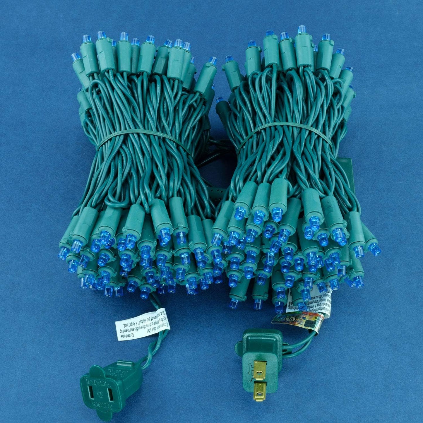 200 Count Blue Wide Angle LED Christmas Lights, 66 ft Green Wire UL Certified Commercial Grade 5mm Holiday String Light Set (Blue)