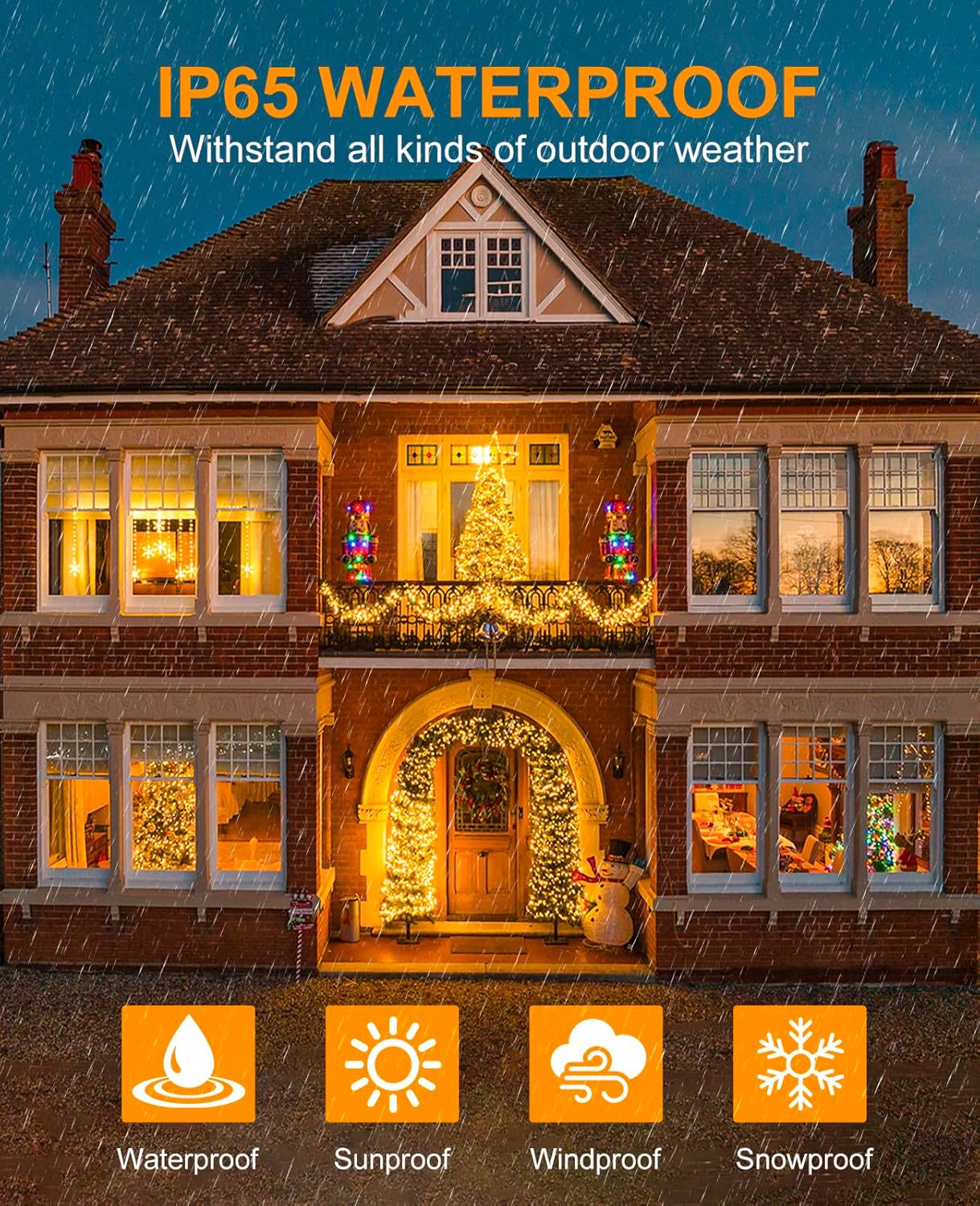 80FT 240 LED Christmas Tree Lights, Warm White Christmas String Lights 8 Modes, Waterproof Connectable Christmas Outdoor Decorations for Indoor Patio Garden Party Decorations, Warm White