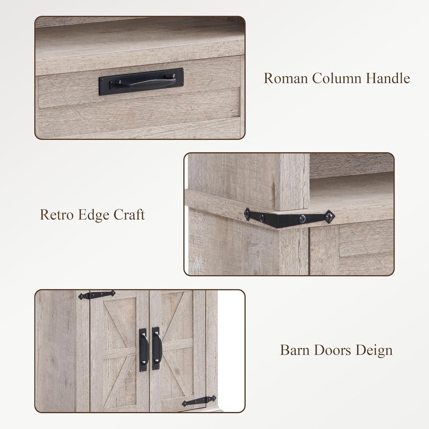 RedLemon Bookshelf with Storage Cabinet, 72" Tall Farmhouse Bookcase with Adjustable Shelves and Barn Door, 4 Tier Office Wood Bookshelf with Drawer for Office Library Living Room (Light Rustic Oak)