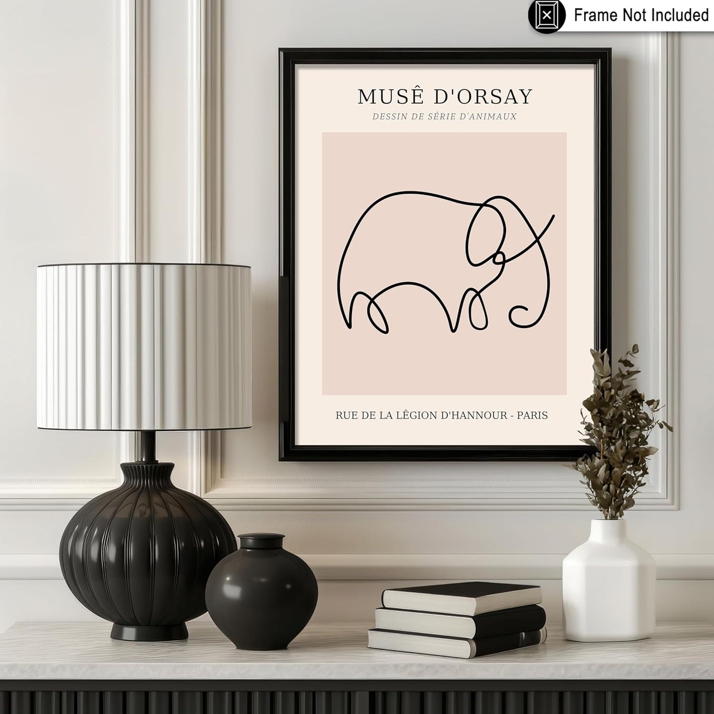 Poster Master Vintage Poster - Retro One Line Elephant Drawing Print - Elephant Art - Minimal Gift for Men, Women, Animal Lover - Abstract Wall Decor for Home, Office - 11x14 UNFRAMED Wall Art
