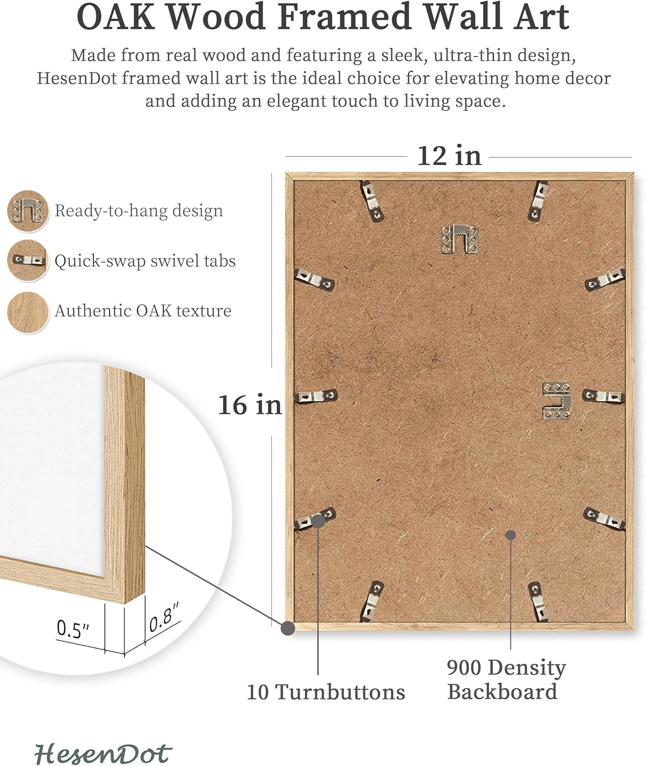 HesenDot Natural OAK Wood Yosemite National Park Framed Wall Art,12x16in Natural Scenery Canvas Wall Print,Classic Urban Landmark Wall Decor for Living Room,Bedroom,Office Gallery Gifts Set of 1