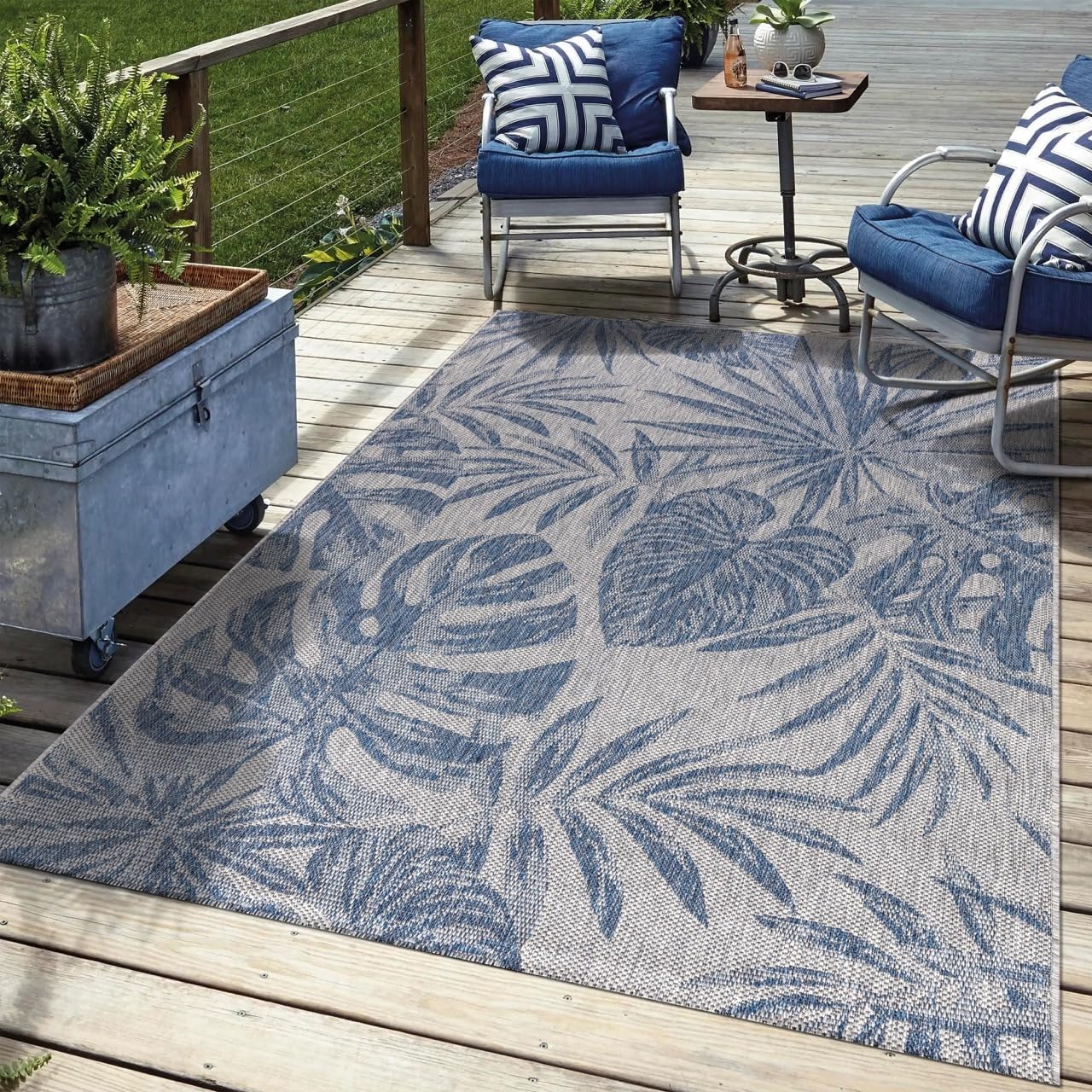 Keen Home Design Terrace Outdoor Area Rug - 6x9 Washable Indoor/Outdoor Rug for Patio, Kitchen, Balcony, Beach, Garden, Deck and Porch, Size: 6'x8'10"