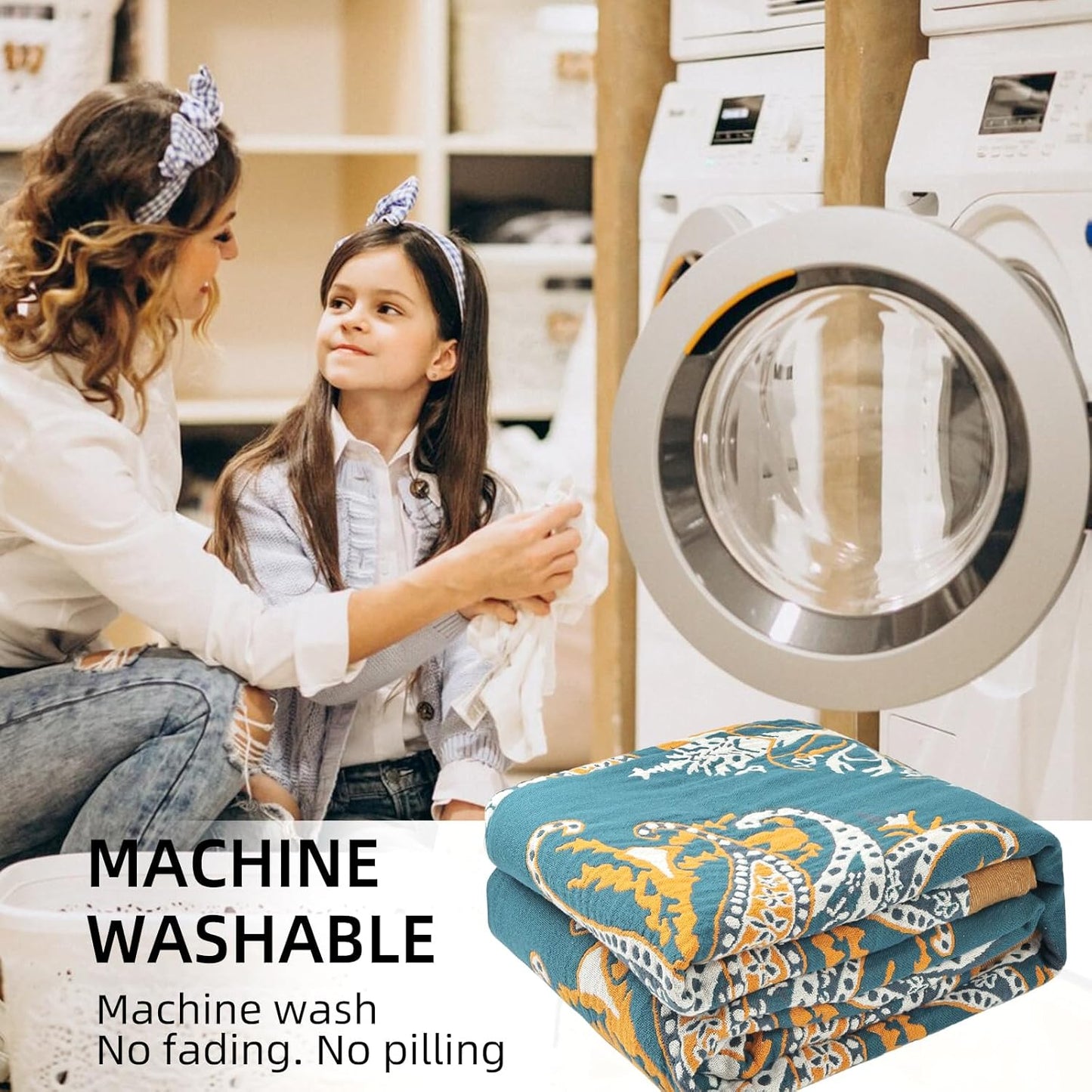 Boho Throw Blanket for Bed - 100% Pure Cotton Ultra Soft Rustic Quilt - Farmhouse Decor Bed Blankets, All Season Rustic Throw for Sofa Couch Chair(80''x 90'', Boho Floral)