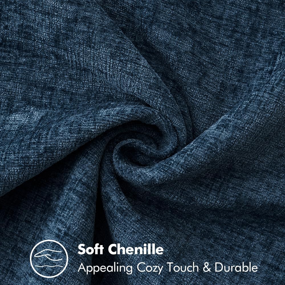 MIULEE Pack of 2 Couch Throw Pillow Covers 16x16 Inch Navy Blue Farmhouse Decorative Pillow Covers with Stitched Edge Soft Chenille Solid Dyed Spring Pillow Covers for Sofa Bed Living Room