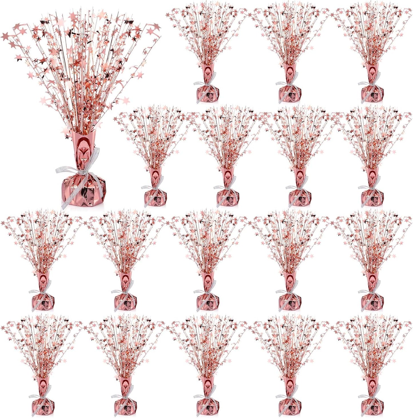 Crowye 18 Pieces Metallic Foil Spray Centerpiece Party Star Table Decoration Burst Metallic Table Centerpieces for Birthday Party Season Holiday(Rose Gold)