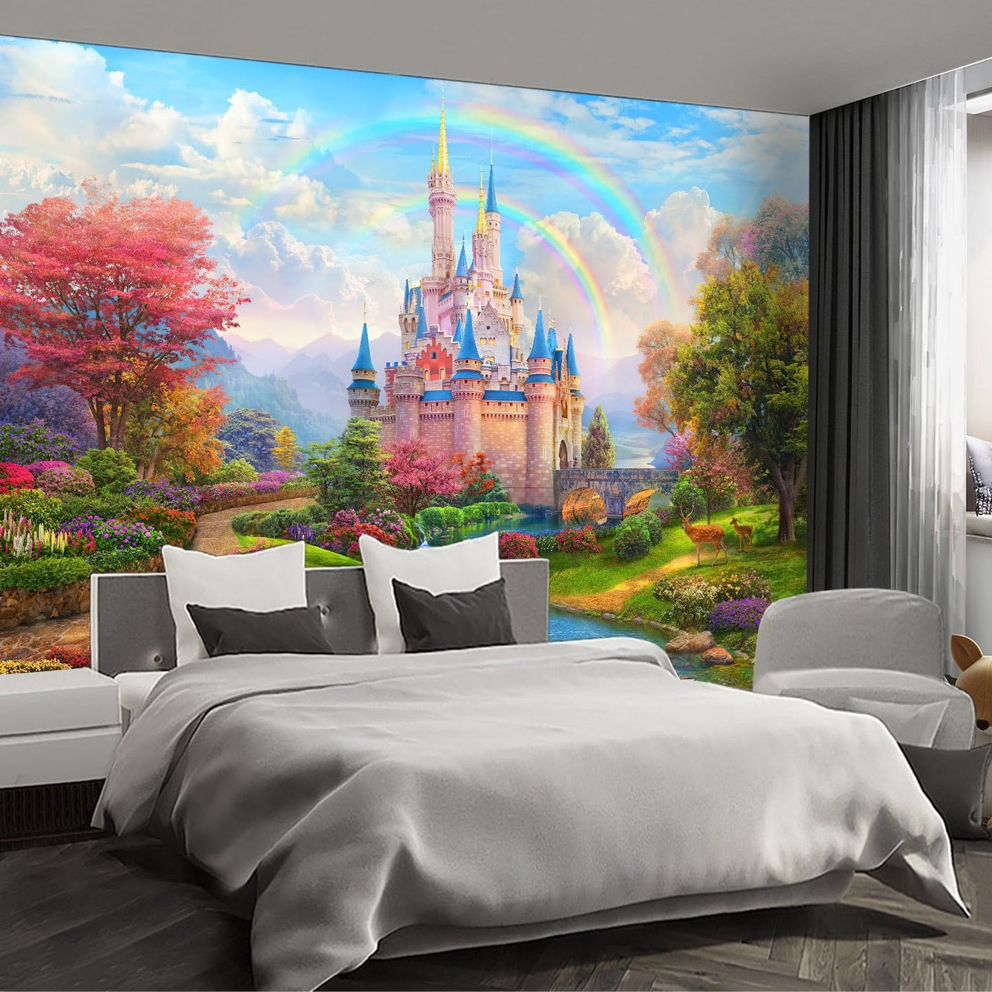 Castle Wall murals Peel and Stick Wallpaper for Bedroom Nursery Room - 96"x137"