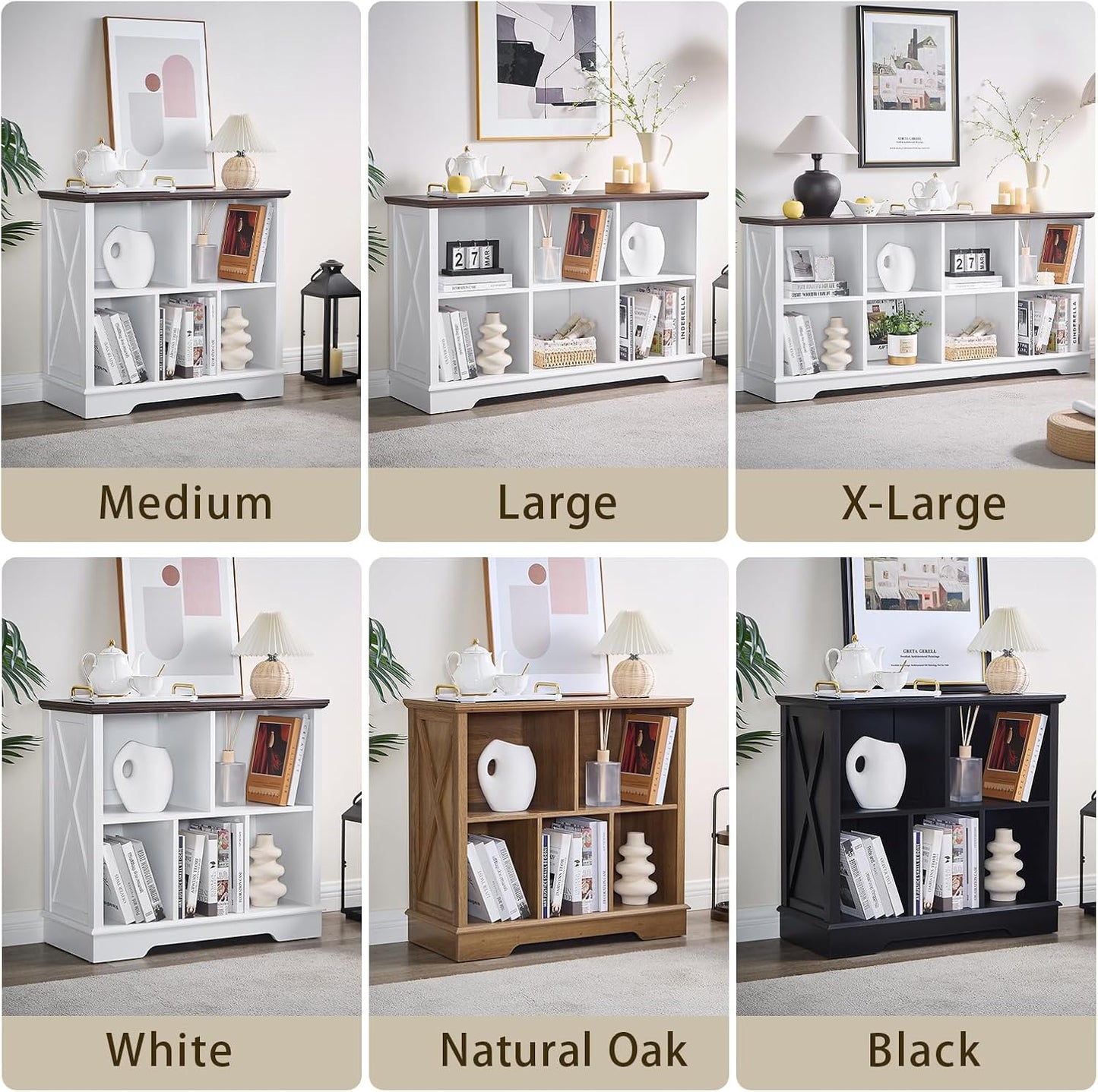 Farmhouse 5 Cube Bookshelf, White Storage Organizer Bookcase, Kids Toy Storage Cabinet, Small Bookshelves Storage Organizer Shelf, Wood Display Cabinet Book Shelves for Bedroom,Living Room,Office
