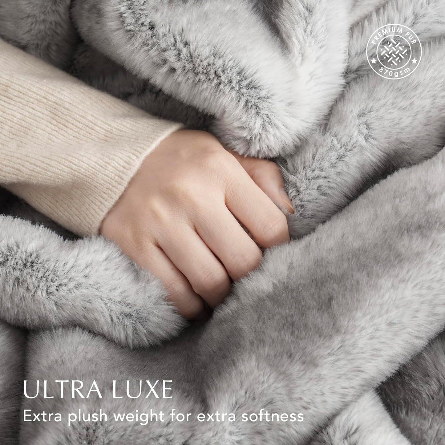 Ultra Soft Luxury Fluffy Mink Faux Fur Throw Blanket, Thick Warm Fall Winter Blankets for Bed, Couch, Cozy Plush Reversible Blanket for Chair, Sofa (Ombré Silver Onyx, 60"x80")