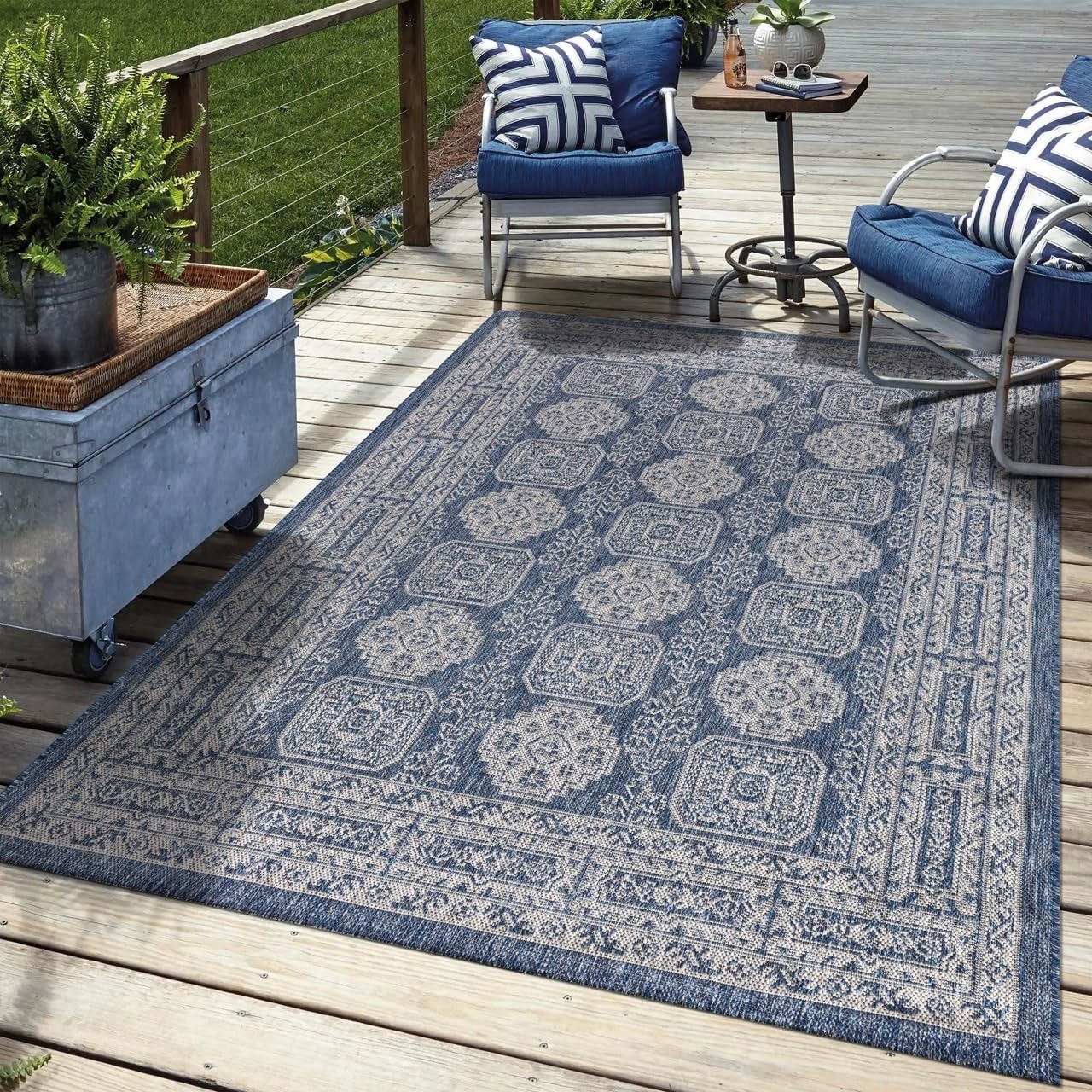Keen Home Design Terrace Outdoor Area Rug - 9x12 Washable Indoor/Outdoor Rug for Patio, Kitchen, Balcony, Beach, Garden, Deck and Porch, Size: 8'10"x12'