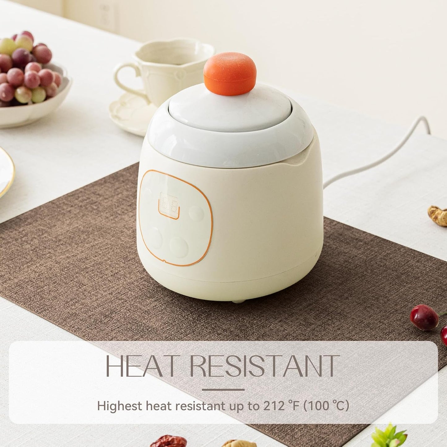 Romanstile Vinyl Placemats Set of 12-12 X 18 Inch - Heat Resistant Place Mats 100% Waterproof Oilproof Wipeable Reversible Faux Leather Table Mats for Kitchen/Dining/Party/Outdoor, Brown