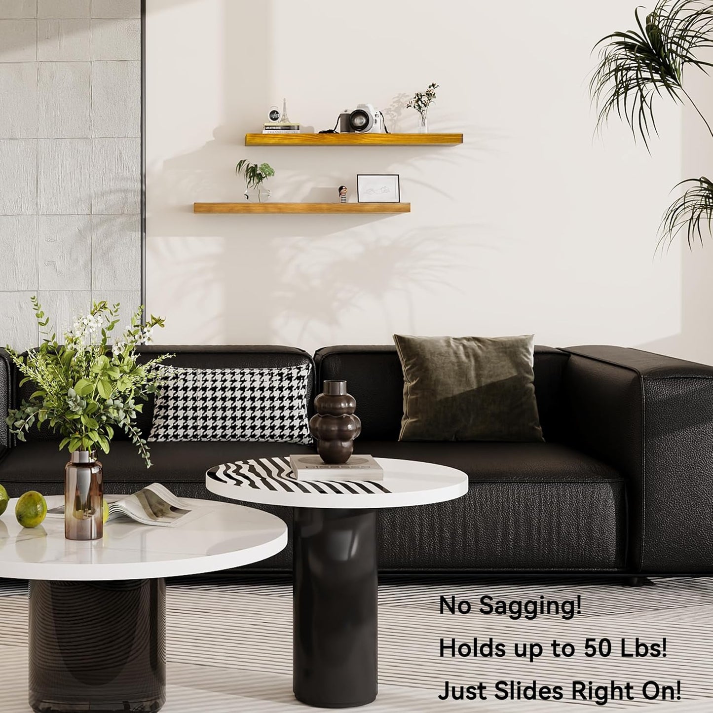 BGMG Wood Floating Shelves for Wall 36 inch Set of 2,Rustic Wooden Wall Mount Shelves for Bathroom Living Room Bedroom Kitchen Farmhouse-36x 6.7 x1.25 inch- Gold Oak