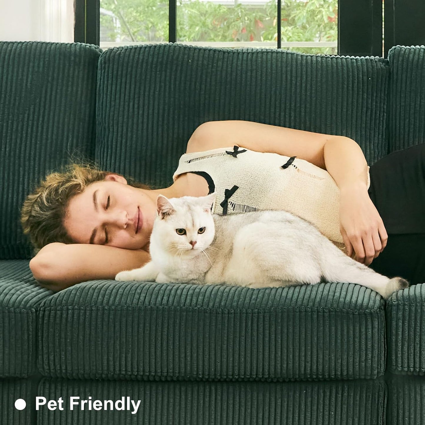 Belffin Oversized 12 Seat Modular Sectional Sleeper Sofa Convertible Sleeper Sectional Sofa with Storage Seat Large Corduroy Modular Couch for Living Room Green