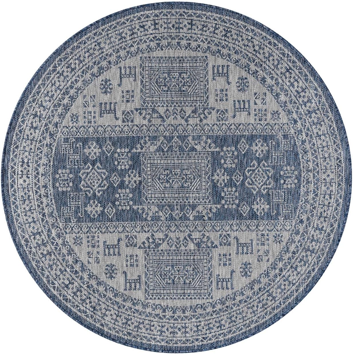 Keen Home Design Terrace Outdoor Round Rug - 5ft Round Washable Indoor/Outdoor Rug for Patio, Kitchen, Balcony, Beach, Garden, Deck and Porch, Size: 5'3" Round