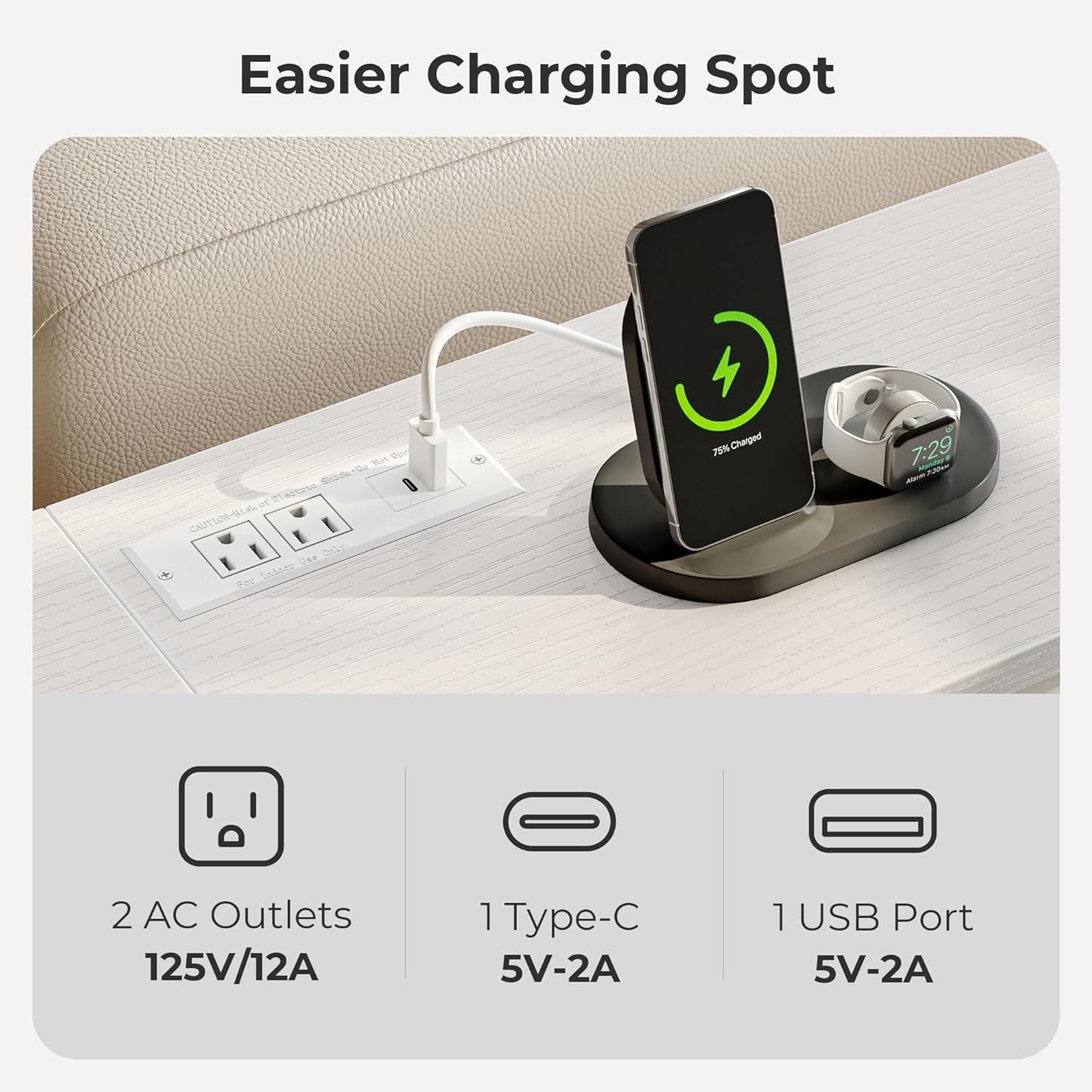 SUPERJARE 70 Inch Console Table with Outlets and USB-C Port, Extra Long Behind Couch Sofa Table with X-Shaped Design, Narrow for Entryway, Living Room, Metal Frame, Wooden Top, White