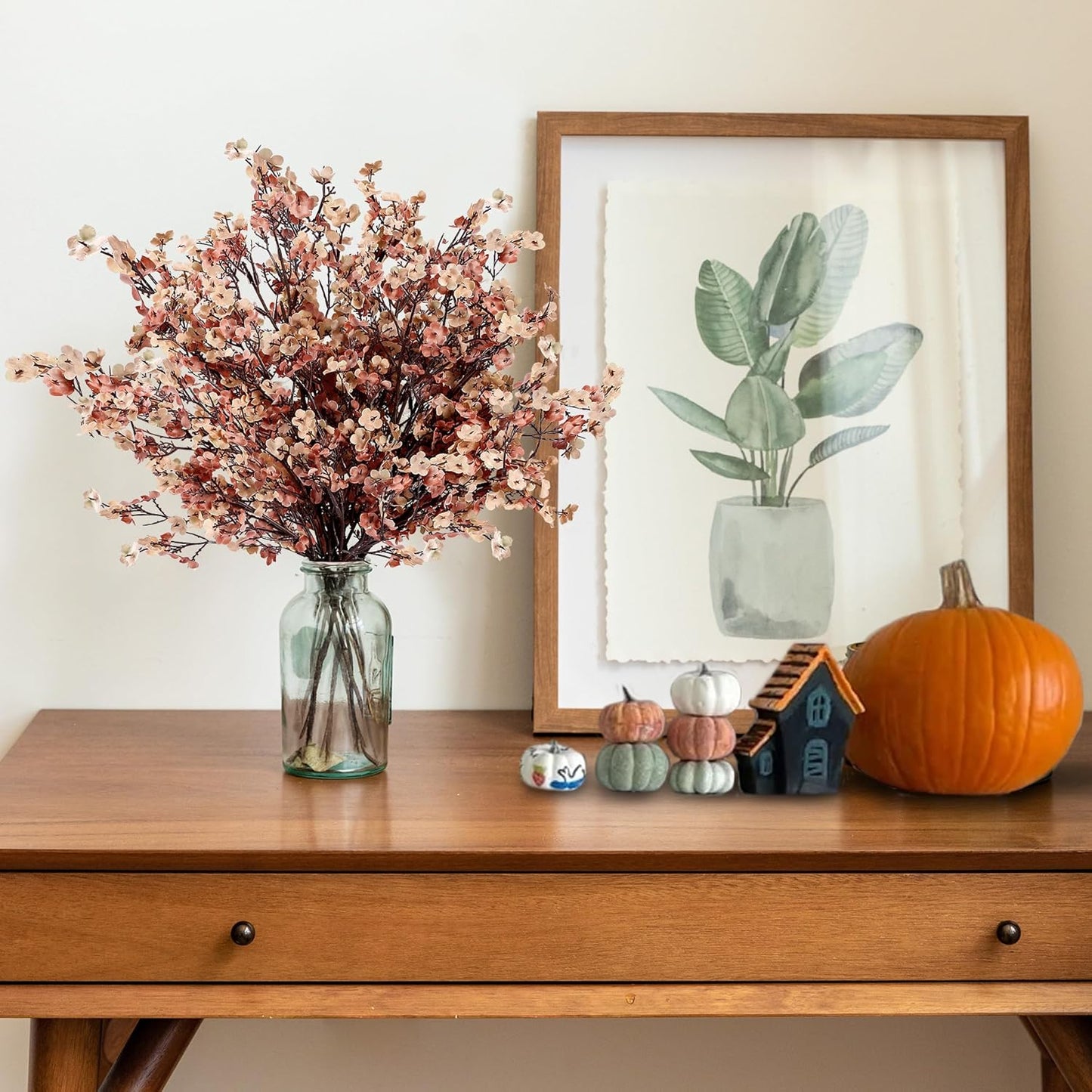 Sggvecsy 15 Pcs Babys Breath Artificial Flowers Gypsophila Bouquets Bulk Real Touch Fake Silk Flowers for Home DIY Floral Arrangement Table Centerpiece Fall Thanksgiving Autumn Decoration (Mixed)