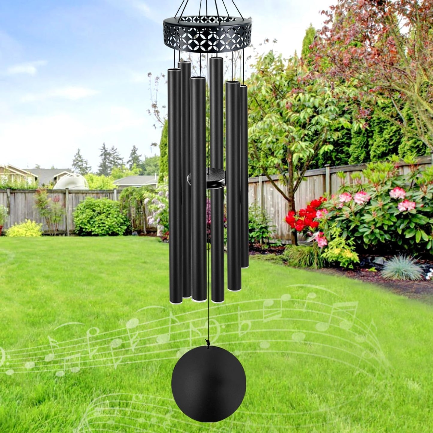 ASTARIN 48'' Deep Tone Wind Chimes for Outside - Large WindChimes with 6 Heavy Tubes, Memorial Chimes Outdoor for Garden Hanging Décor,Sympathy Gifts for Loved one,Home Décor, Black