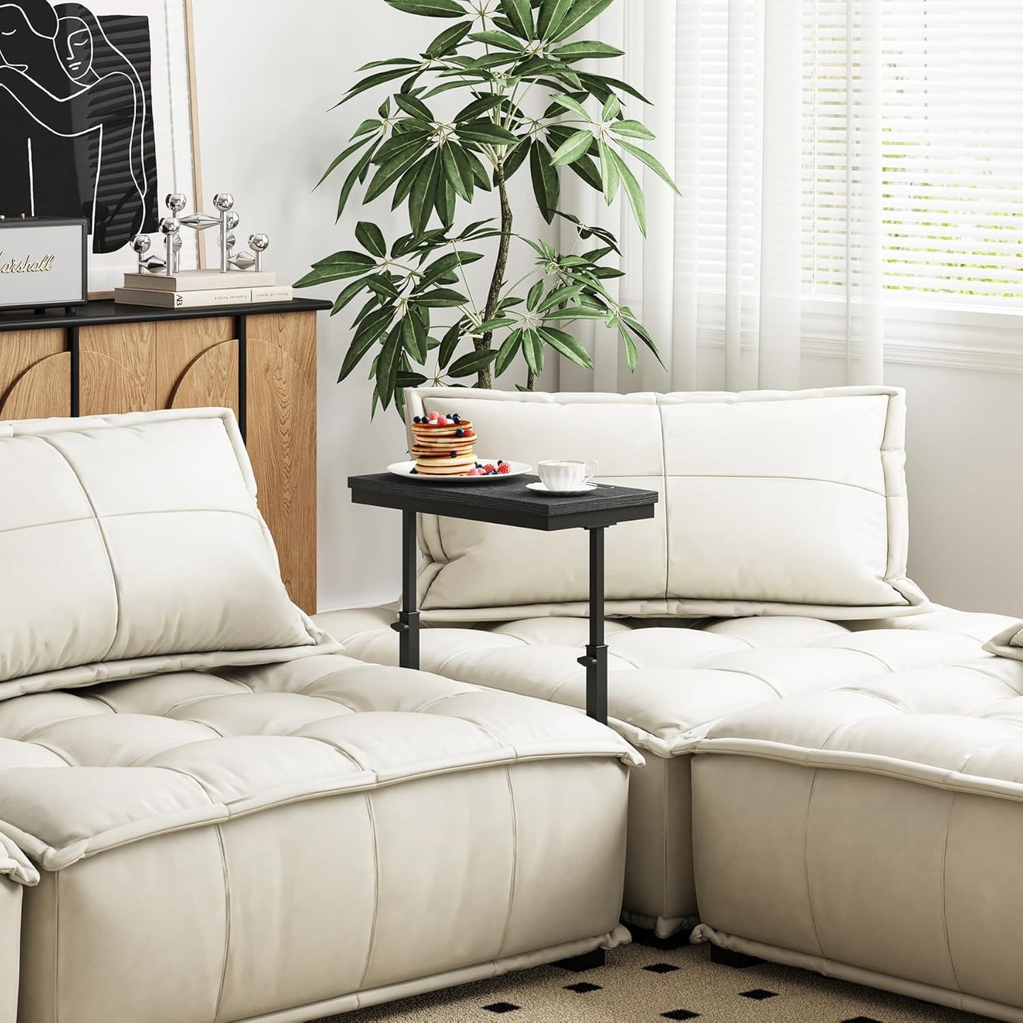 TUTOTAK End Table, Side Table, Tall Couch Table, Sofa Table, Living Room, Bedroom, Black TB01BK083