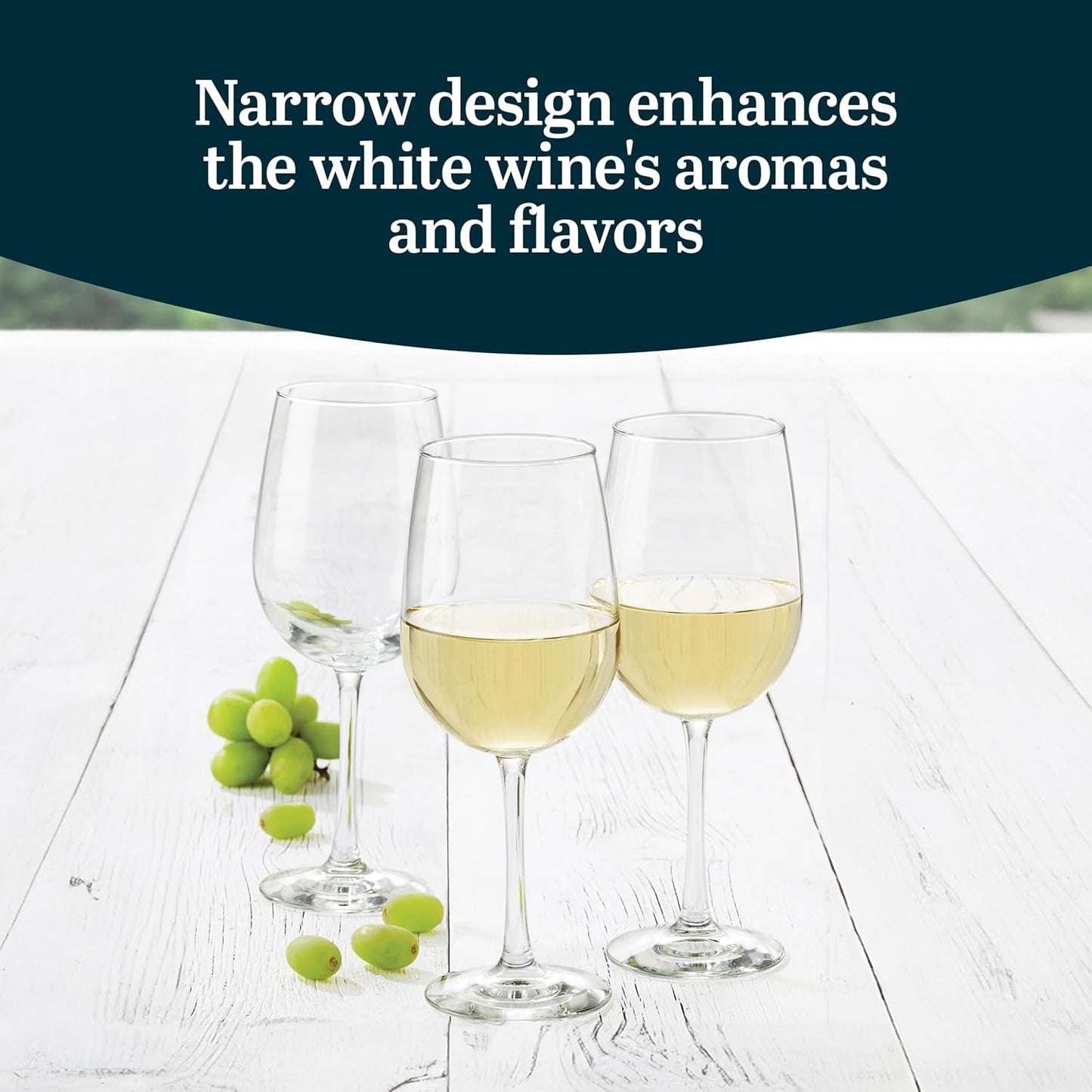 Libbey Vina White Wine Glasses Set of 6, 18.25 Oz Elegant, Fancy Glasses Drinking Set, Stemmed Wine Glasses for Weddings, Birthdays, Parties and More