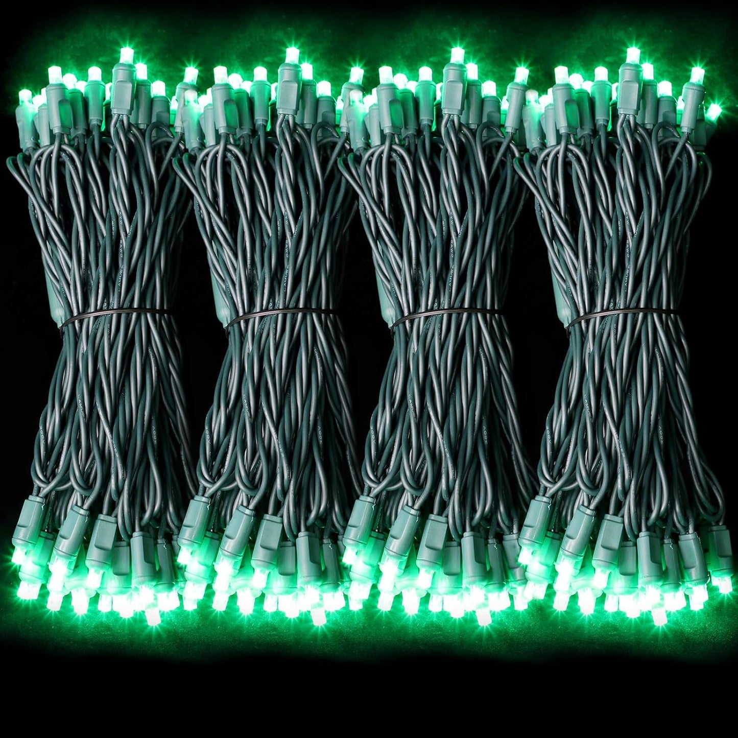 100Count (2pk of 50L) String Lights, LED Christmas Lights, 6" SPACING,Green Wire,Green