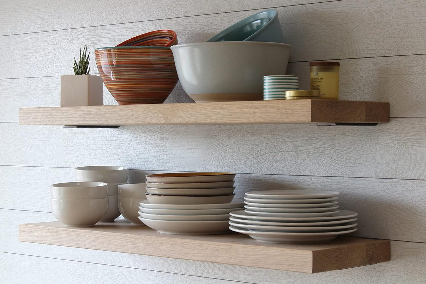 Urban Legacy Unfinished White Oak Deep Floating Shelves | Easy to Install Accent Modern Floating Shelves with Floating Shelf Brackets| Set of 2 (48" x 11" x 2")