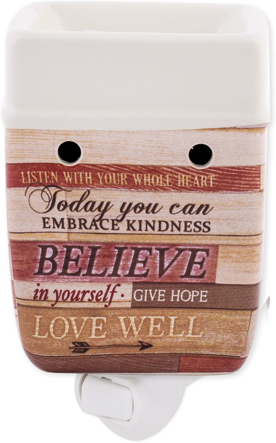 Elanze Designs Today Aspire Change The World Wood Look Stoneware Electric Plug-in Wax Tart Oil Warmer