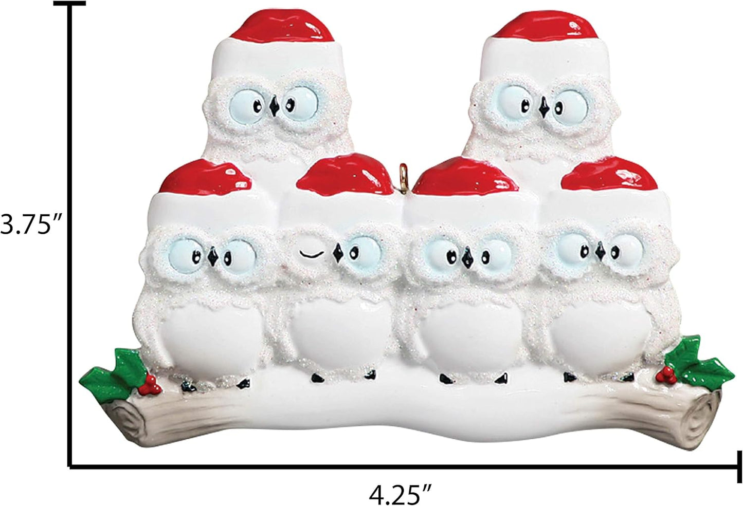 3D Owl Family of 6 Ornament 2025 Personalized Family Christmas Ornaments 2025 | White Holiday Keepsake Woodland Owls Personalized Tree Ornaments for Grandchildren, Siblings & Grandkids of Six Ornament