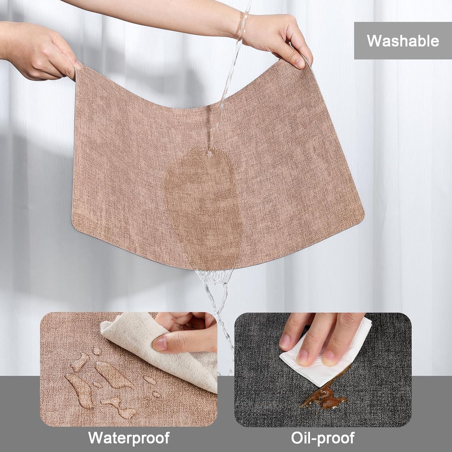 Myir JUN Placemats Dual Sided, Faux Leather Place Mats Set of 8 Indoor Placemats for Dining Table Non-Slip Washable Placemats Heat Resistant Outdoor Table Mats (Set of 8, Gray Pink)