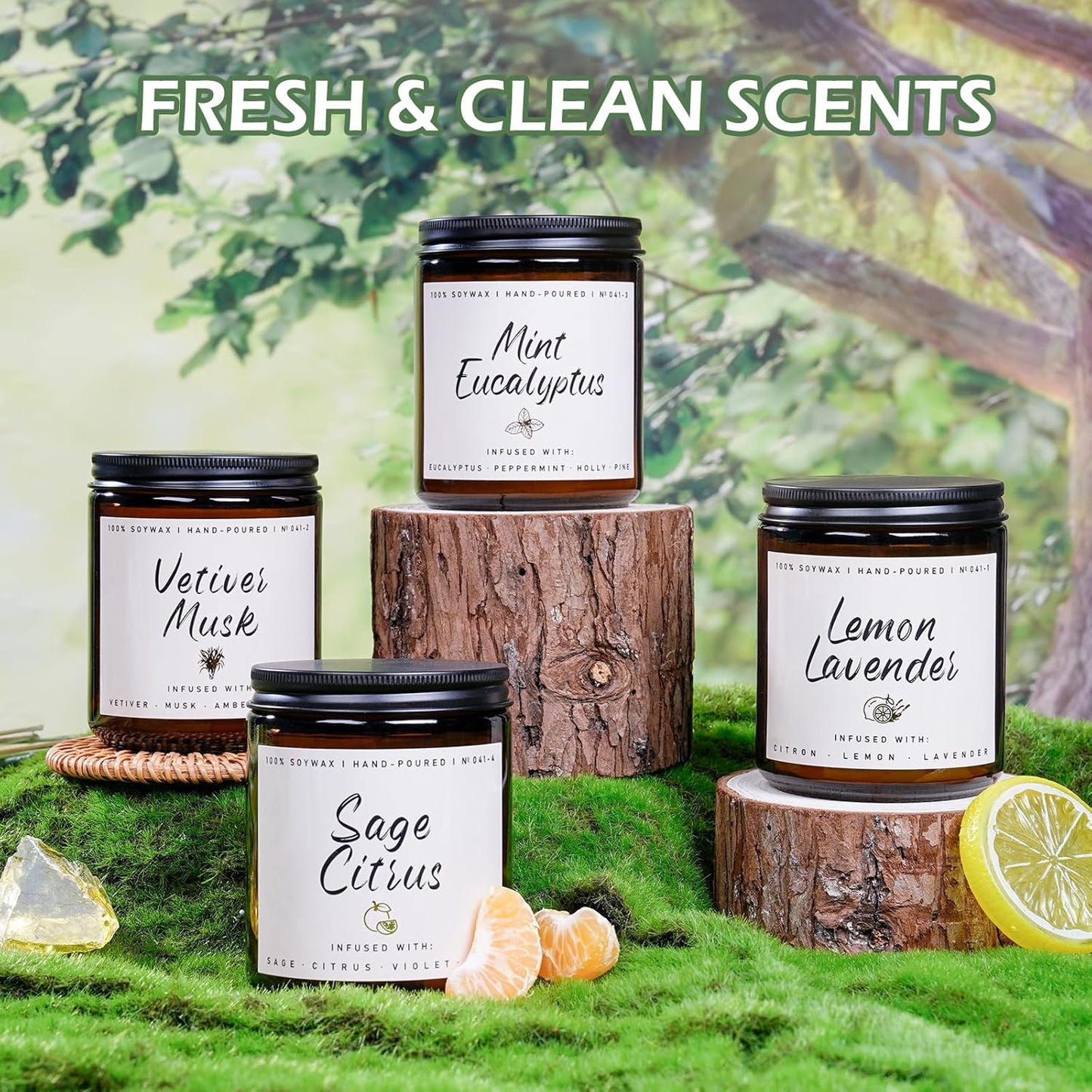 Auelife Mint Eucalyptus Candle | Aromatherapy Candle for Relaxation, Soy Candles for Home Scented, Home Fragrance Gifts for Women Men - Long-Lasting 7oz Jar