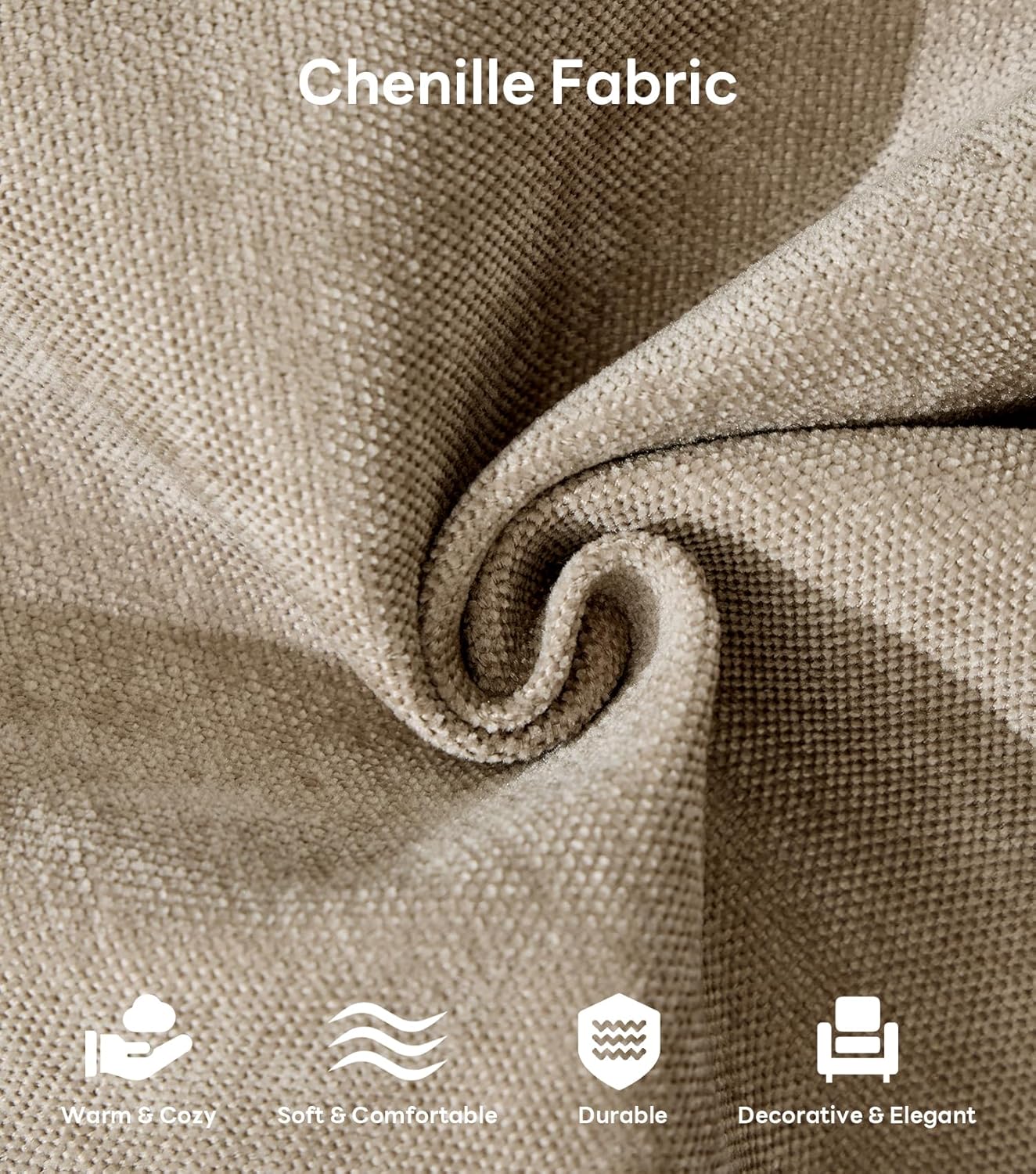 Tbfit L Shaped Couch 8 Seat, Sectional Sofa for Living Room,Chenille Cloud Couch with Ottoman, Khaki