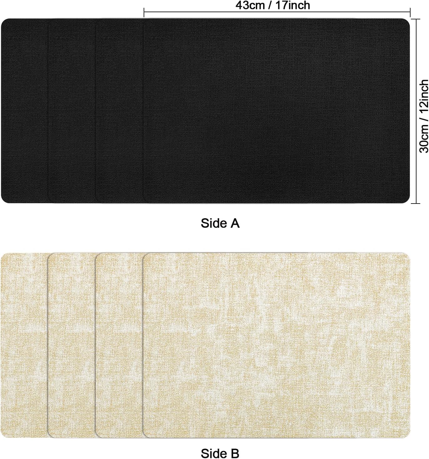 Myir JUN Dual Sided Placemats, Faux Leather Set of 4 for Dining Table Indoor Outdoor, Square Non-Slip Washable Table Mats (Cream-White Black)