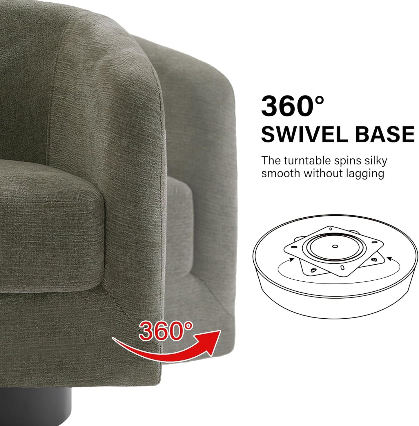 Swivel Barrel Accent Chair, Modern Round Chenille Fabric Arm Chair for Living Room, Bedroom, Comfy Club Reading Chairs for Adults（Chenille Fabric, Tan, Set of 2