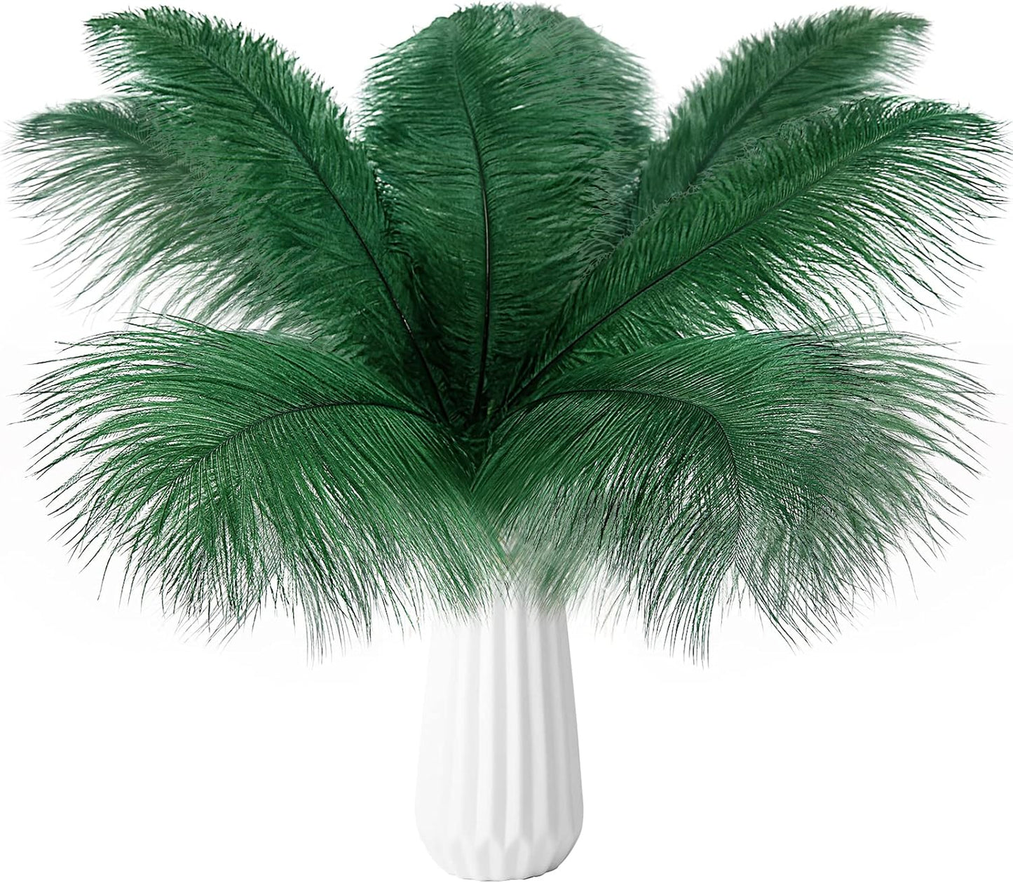 THARAHT Blackish Green Ostrich Feathers 12pcs Natural Bulk 10-12Inch 25cm-30cm for Crafts Wedding Party Centerpieces Mardi Gras Decoration Feather